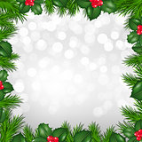Christmas Silver Border From Holly Berry