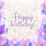 Happy Birthday Card With Pastel Balloons