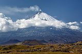 Kliuchevskoi Volcano (Klyuchevskaya Sopka) on Kamchatka - highest active volcano of Eurasia