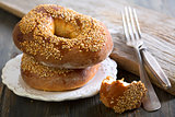 Delicious bagels with sesame seeds.