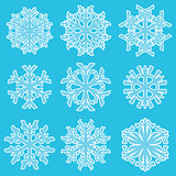 Geometric blue snowflakes