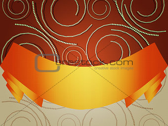 Grunge swirl background with yellow ribbon