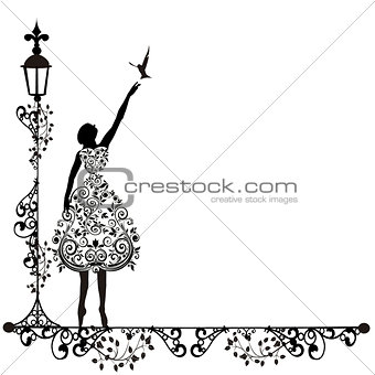 ornament vector woman with bird