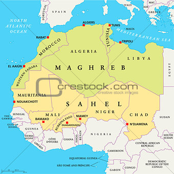 Maghreb and Sahel Political Map