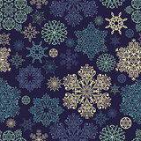 Vector Seamless Pattern with white snowflakes