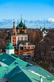 Yaroslavl. Image of ancient Russian city, view from the top. Beautiful house and chapel.