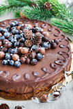 Chocolate cake decorated with fresh berries