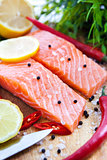 Raw salmon with lemon and pepper 