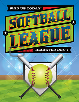 Softball League Registration Illustration