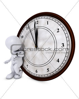 3D Morph Man with clock before midnight
