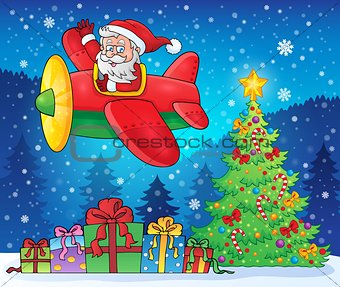 Santa Claus in plane theme image 9