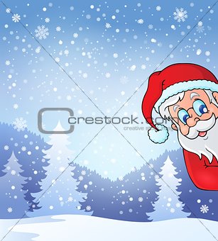 Theme with lurking Santa Claus