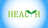 Health text with green plant