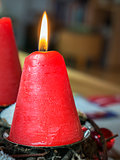 Datail burning red candle