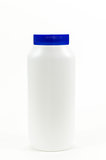white plastic bottle on isolated white background