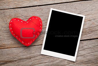 Photo frame and valentines toy heart