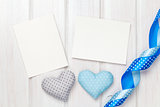 Photo frames and valentines toy hearts