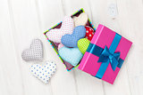 Gift box with valentines day toy hearts