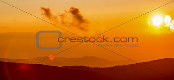 Nice sunset over mountains or north carolina