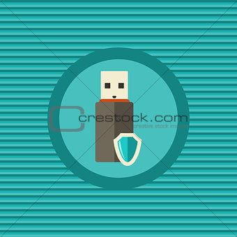 Data protection in portable devices flat icon