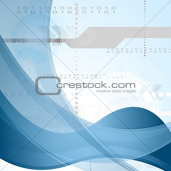 Technology background with blue waves