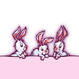 Vector banner with cute cartoon rabbits