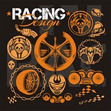 Racing design - vector elements for emblem.