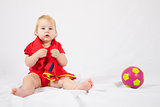red fan baby with soccer ball