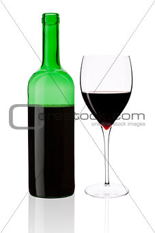 Wine bottle and glass.