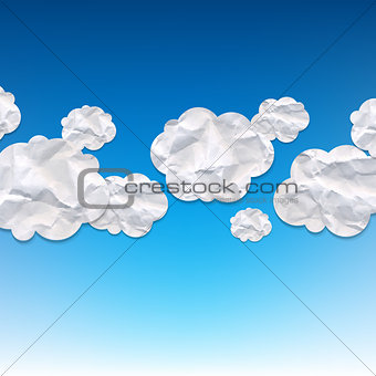 Clouds Crushed Paper And Blue Background