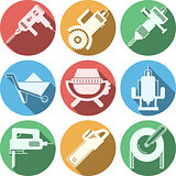 Flat vector icons for construction equipment