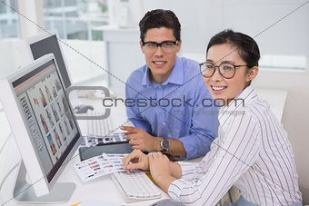 Creative team working at desk