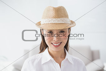 Hipster businesswoman smiling at camera