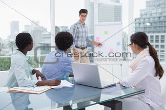 Casual business team working together at desk
