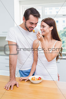 Young couple having a healthy breakfast