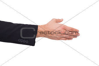 Close up of businessman offering handshake