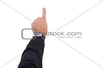 Businessman hand with watch pointing something