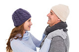 Happy couple in warm clothing