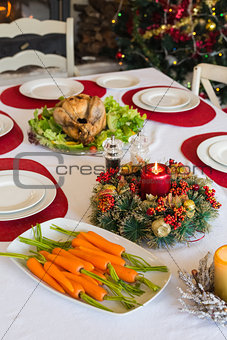 Table set for christmas dinner