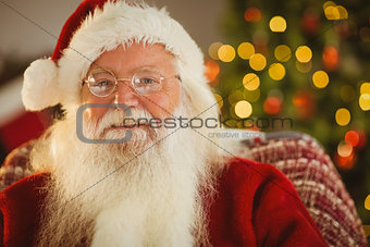 Portrait of happy santa with his glasses