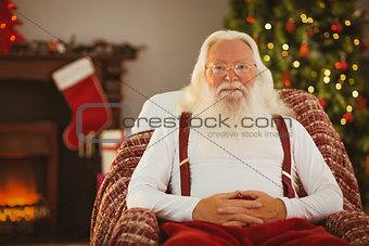 Happy santa without his jacket