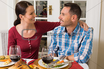 Cute couple smiling at each other