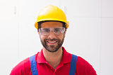 Construction worker smiling at camera