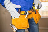 Close up of handyman in tool belt