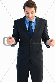 Businessman holding something with his hands