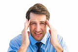 Young businessman with severe headache