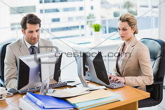 Focused business people using computer