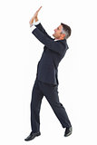 Happy businessman with his arms up