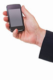 Hand of a businessman holding mobile phone