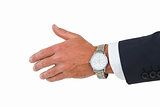 Businessman in suit offering handshake